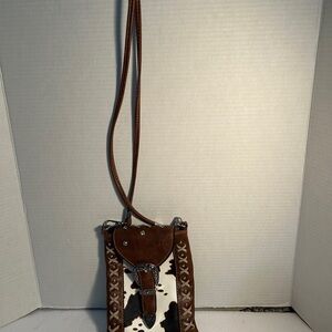 Source Unknown Brown and White Crossbody Bag